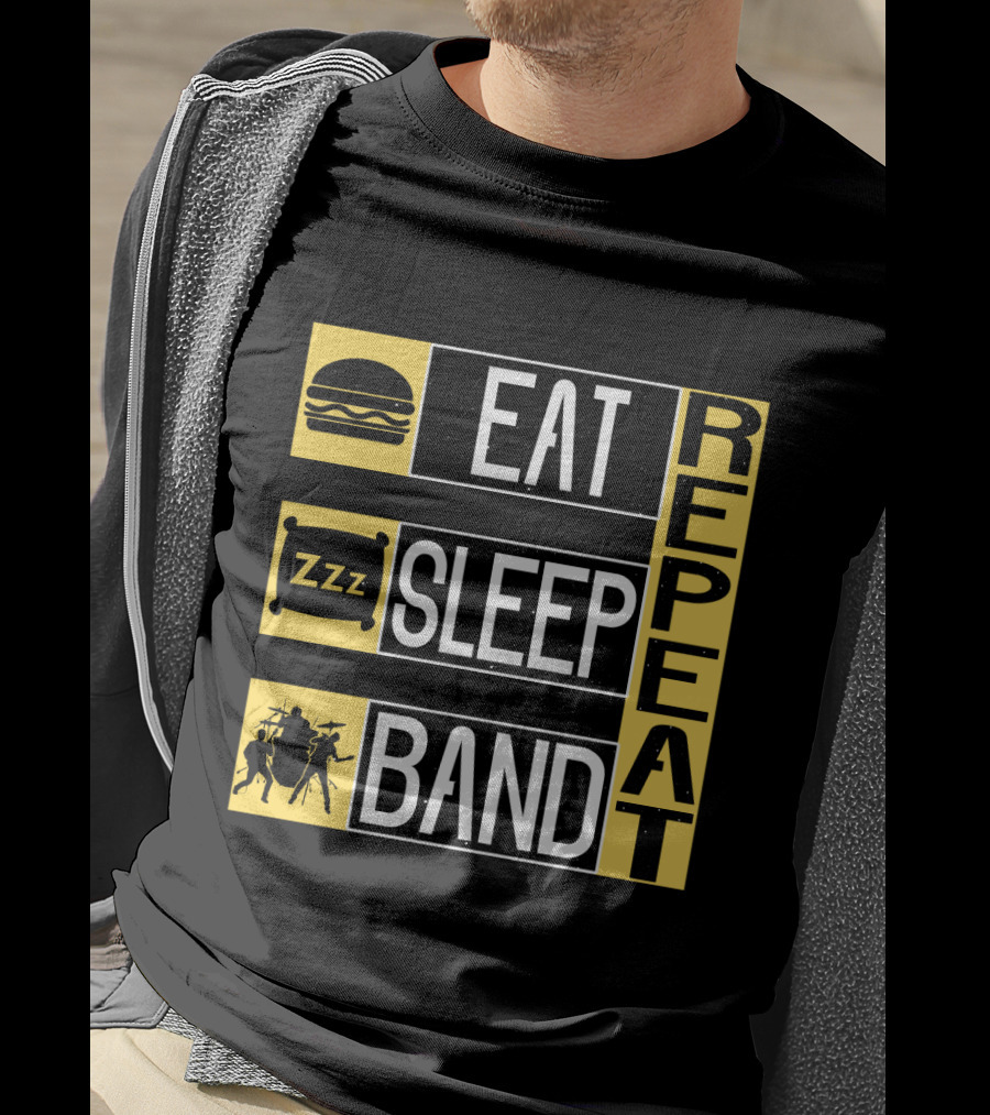 Eat Sleep Band Repeat Music Burger Pillow Icons T-Shirt