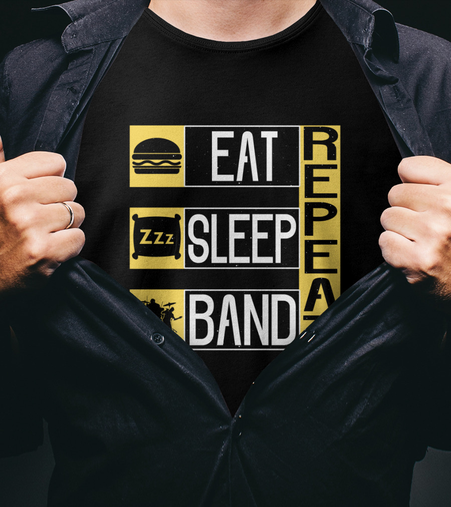 Eat Sleep Band Repeat Music Burger Pillow Icons T-Shirt