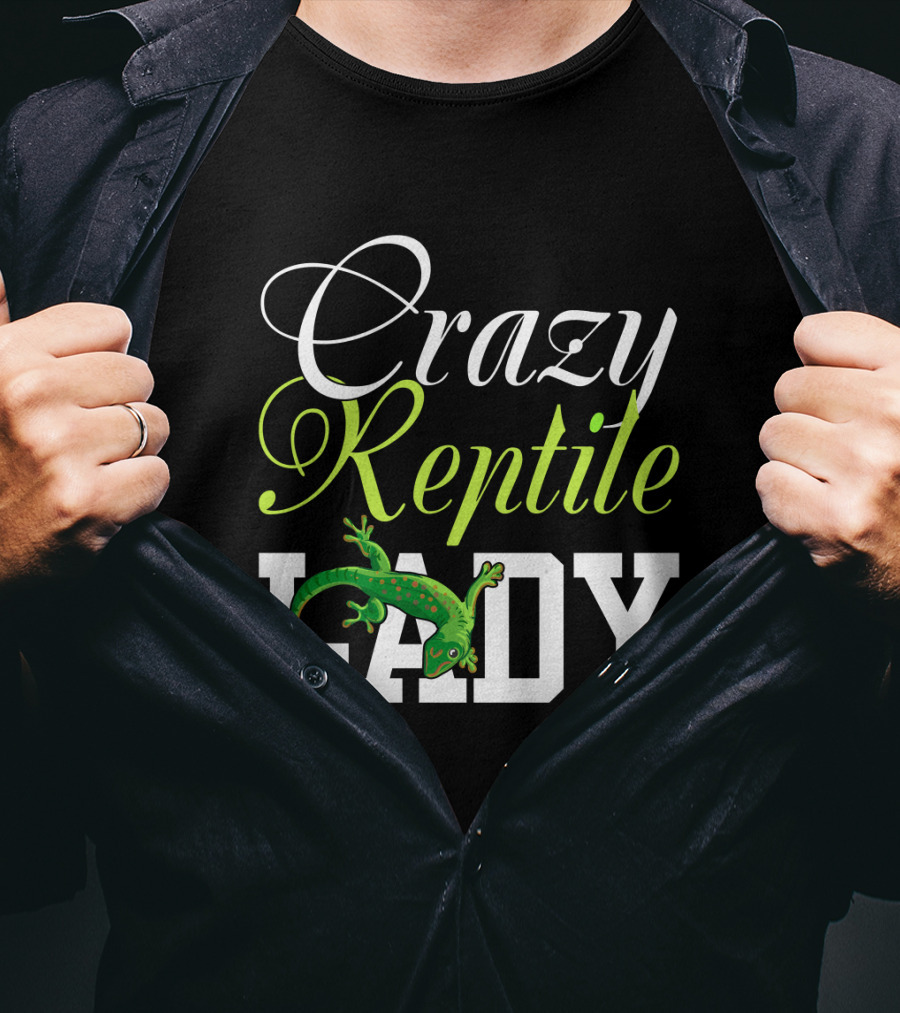 Crazy Reptile Lady Green Gecko T-Shirt