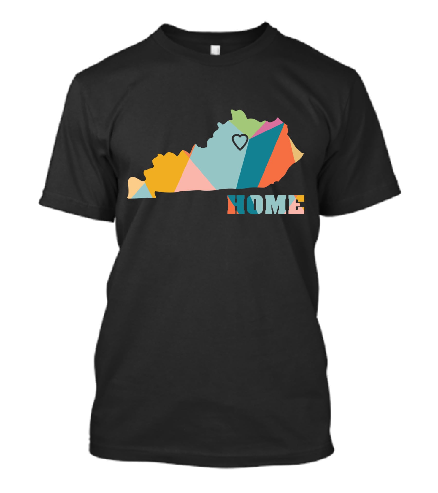 Home Kentucky State Colorful Map Heart T-Shirt