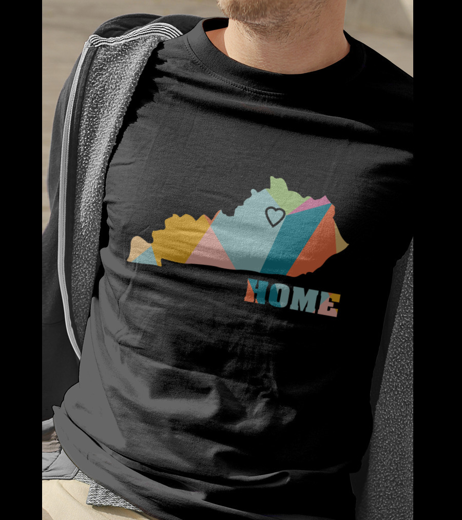 Home Kentucky State Colorful Map Heart T-Shirt
