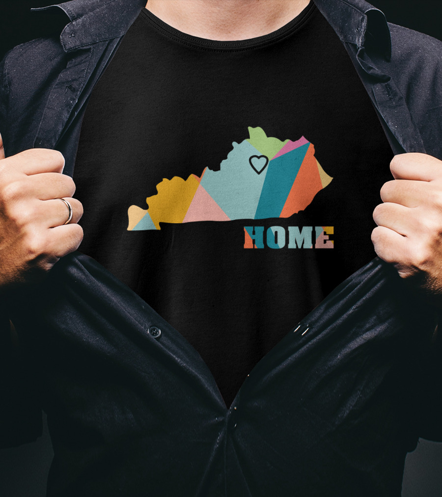 Home Kentucky State Colorful Map Heart T-Shirt