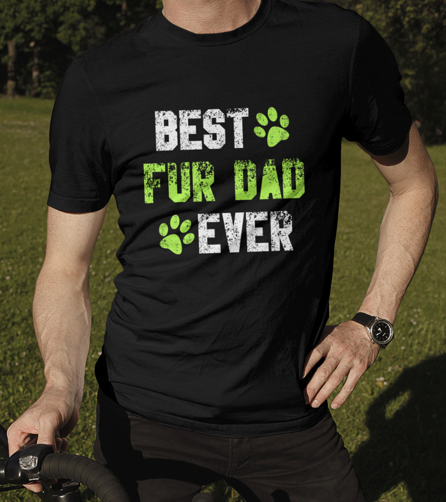 Best Fur Dad Ever Paw Prints T-Shirt