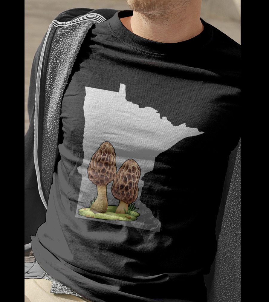 Minnesota Map With Two Morel Mushrooms In Front T-Shirt