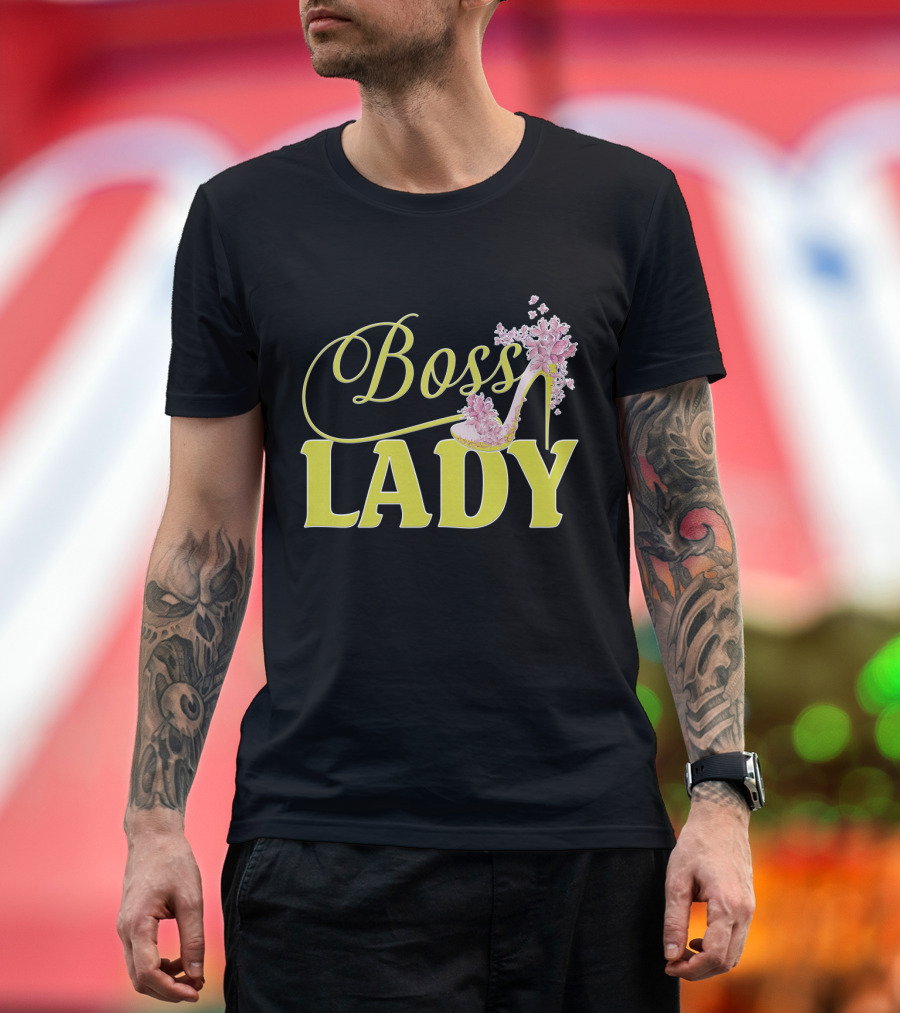 Boss Lady Floral Gold High Heel T-Shirt