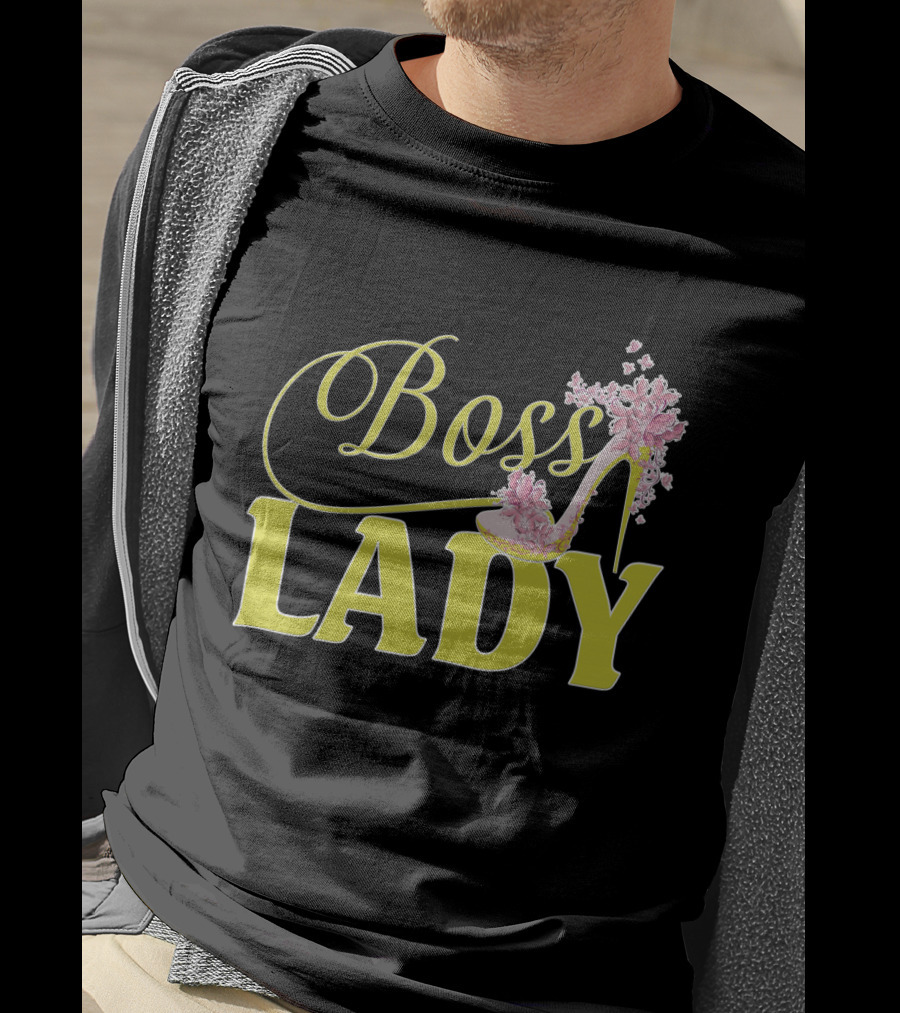 Boss Lady Floral Gold High Heel T-Shirt
