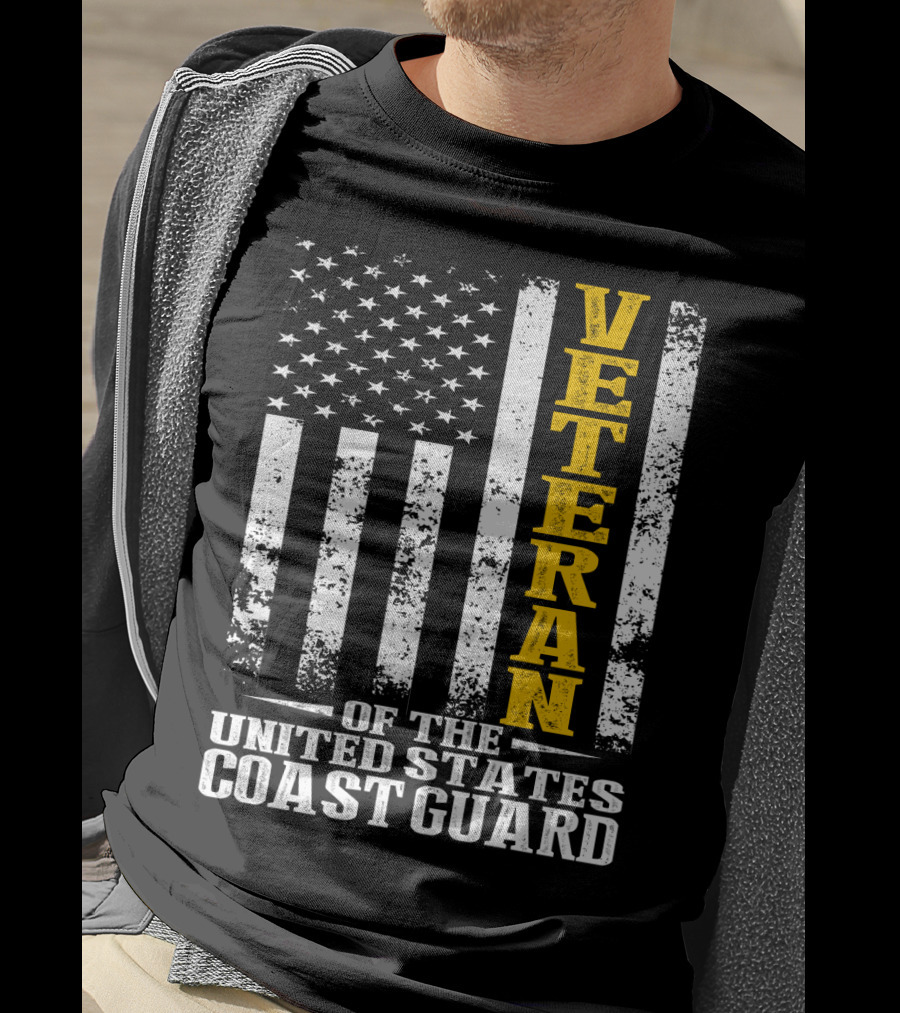 Veteran Of The United States Coast Guard USA Flag T-Shirt