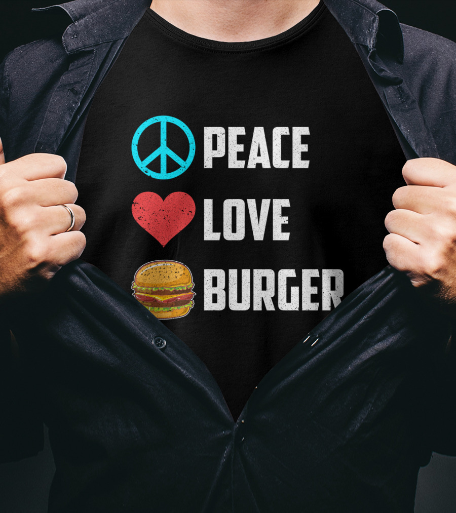 Peace Heart Love Burger T-Shirt