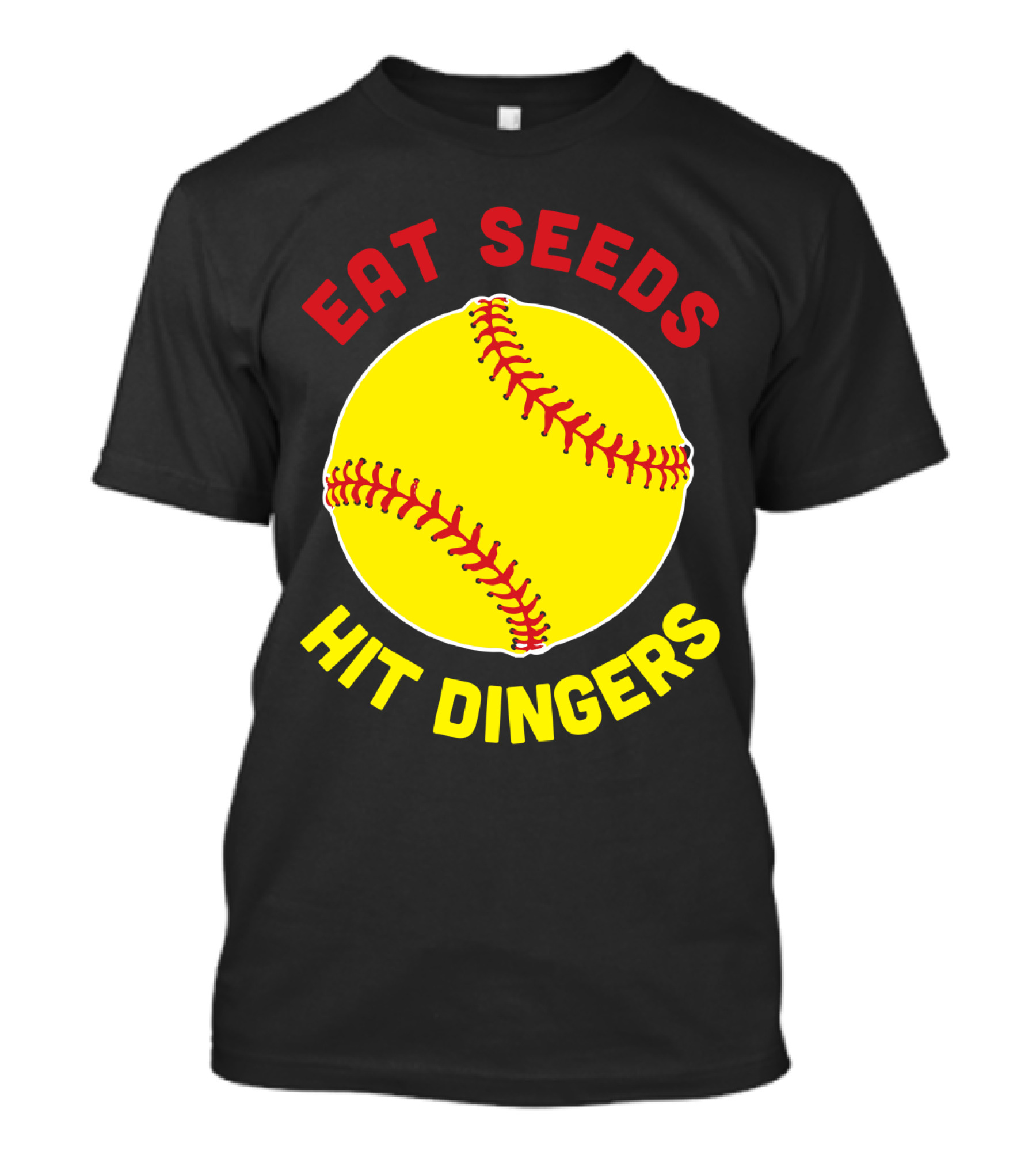 Eat Seeds Hit Dingers Softball Yellow T-Shirt