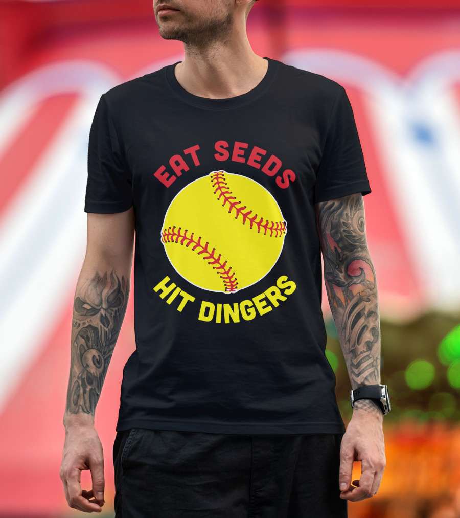 Eat Seeds Hit Dingers Softball Yellow T-Shirt