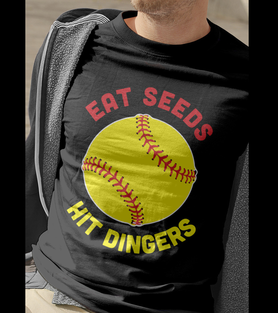 Eat Seeds Hit Dingers Softball Yellow T-Shirt