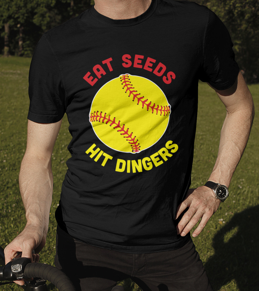 Eat Seeds Hit Dingers Softball Yellow T-Shirt