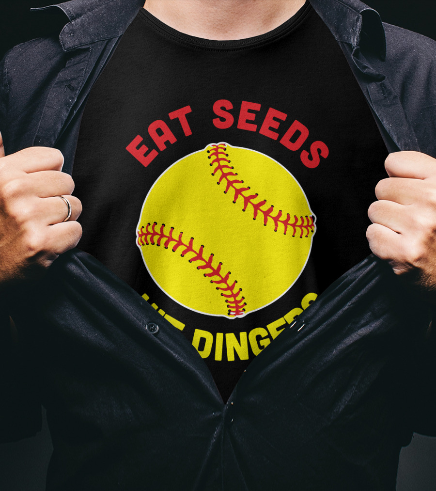 Eat Seeds Hit Dingers Softball Yellow T-Shirt