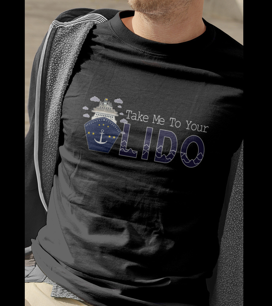 Take Me To Your Lido Ship Anchor Clouds Stars Waves T-Shirt