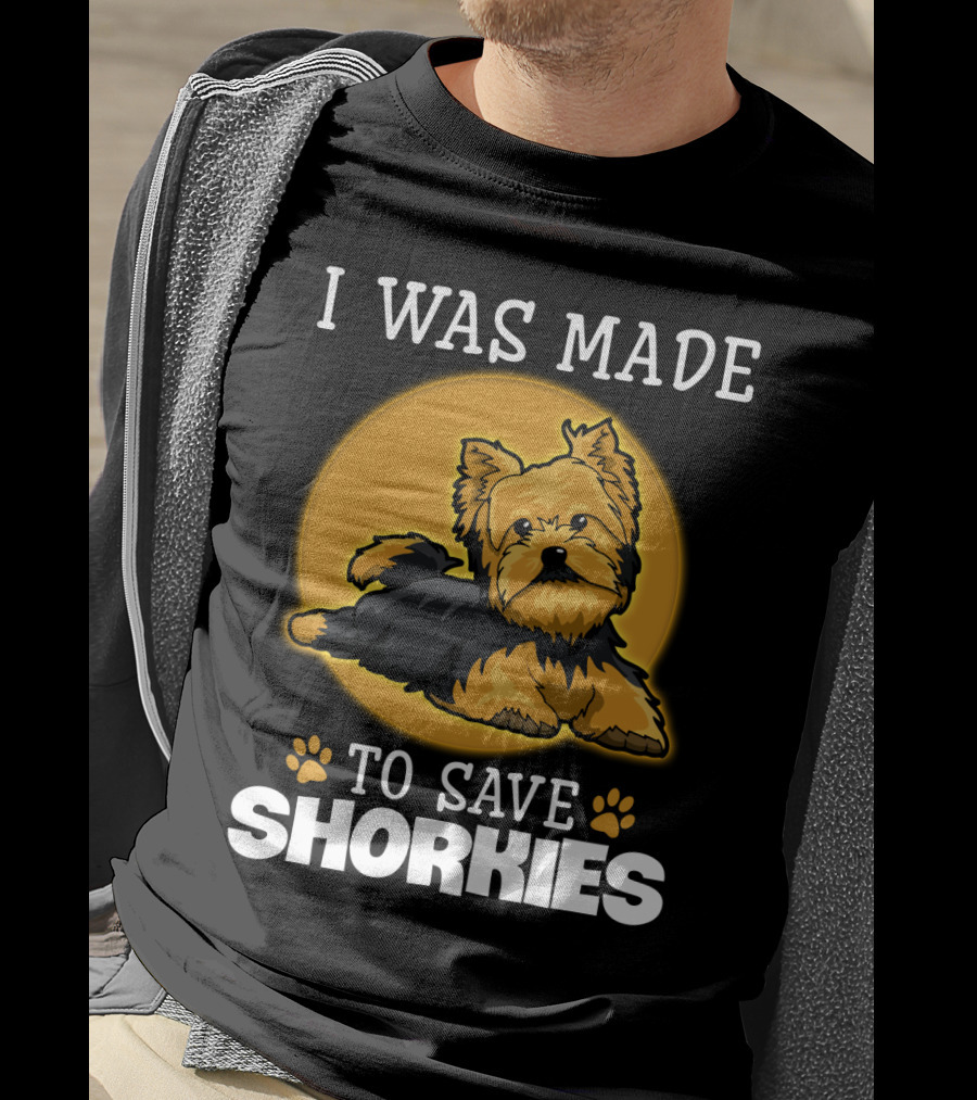 I Was Made To Save Shorkies Dog Paws And Orange Circle T-Shirt