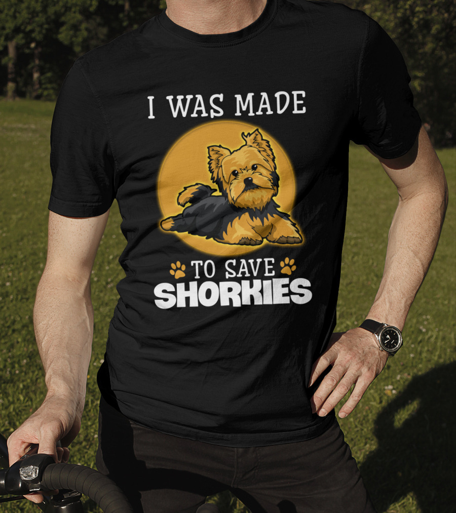 I Was Made To Save Shorkies Dog Paws And Orange Circle T-Shirt