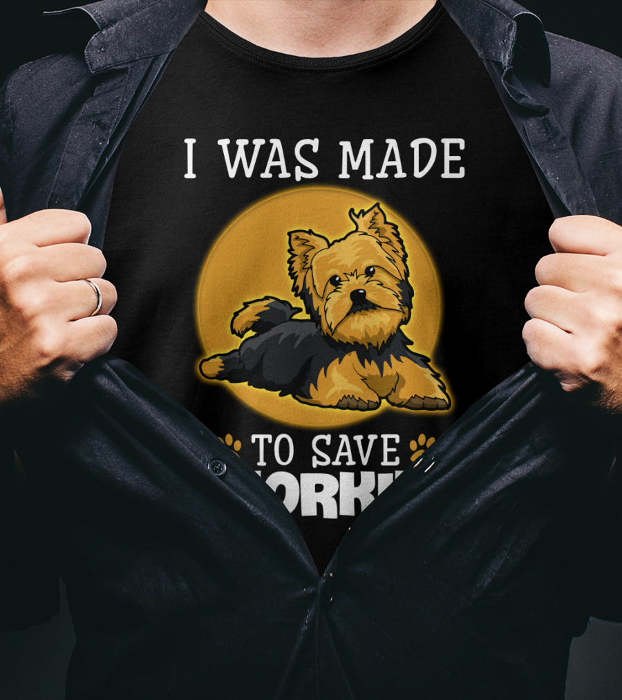 I Was Made To Save Shorkies Dog Paws And Orange Circle T-Shirt