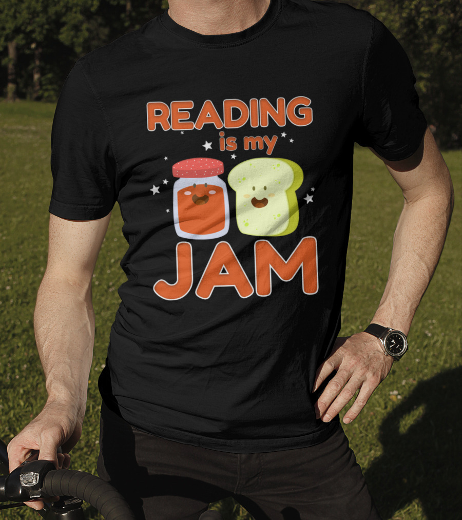 READING IS MY JAM Cute Kawaii Jam Jar And Bread With Stars T-Shirt