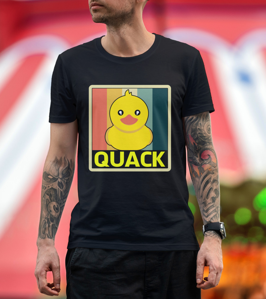 Vintage Rubber Duck Quack Retro Stripes T-Shirt