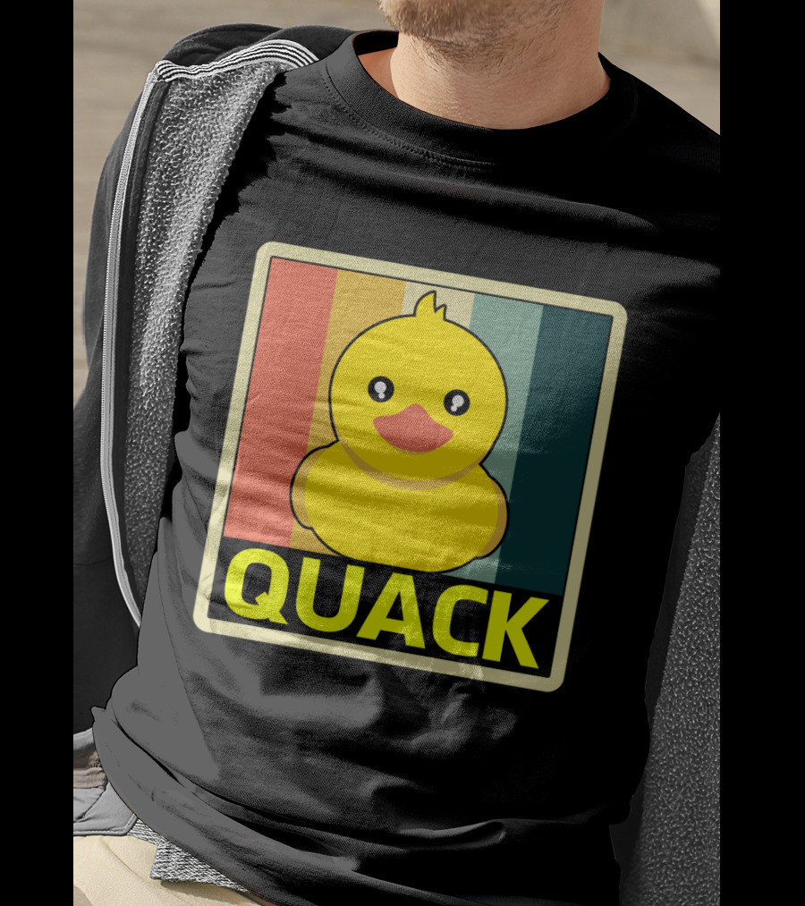Vintage Rubber Duck Quack Retro Stripes T-Shirt