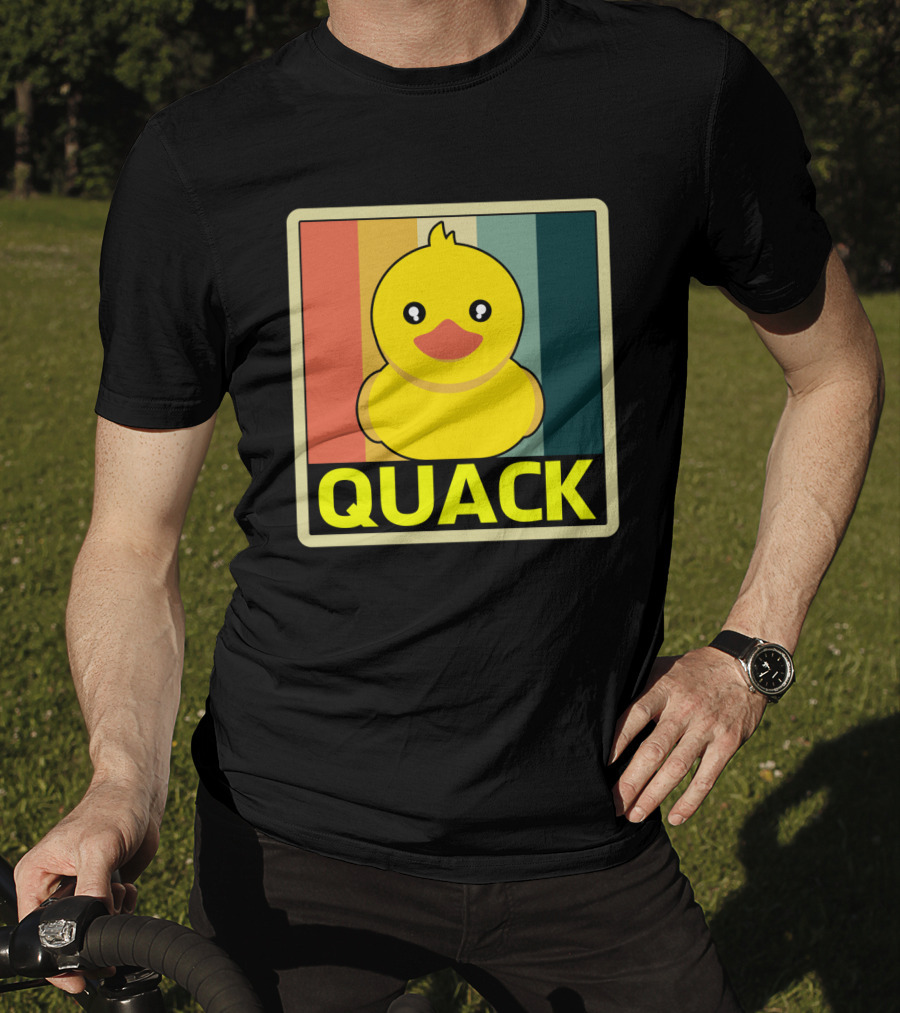 Vintage Rubber Duck Quack Retro Stripes T-Shirt