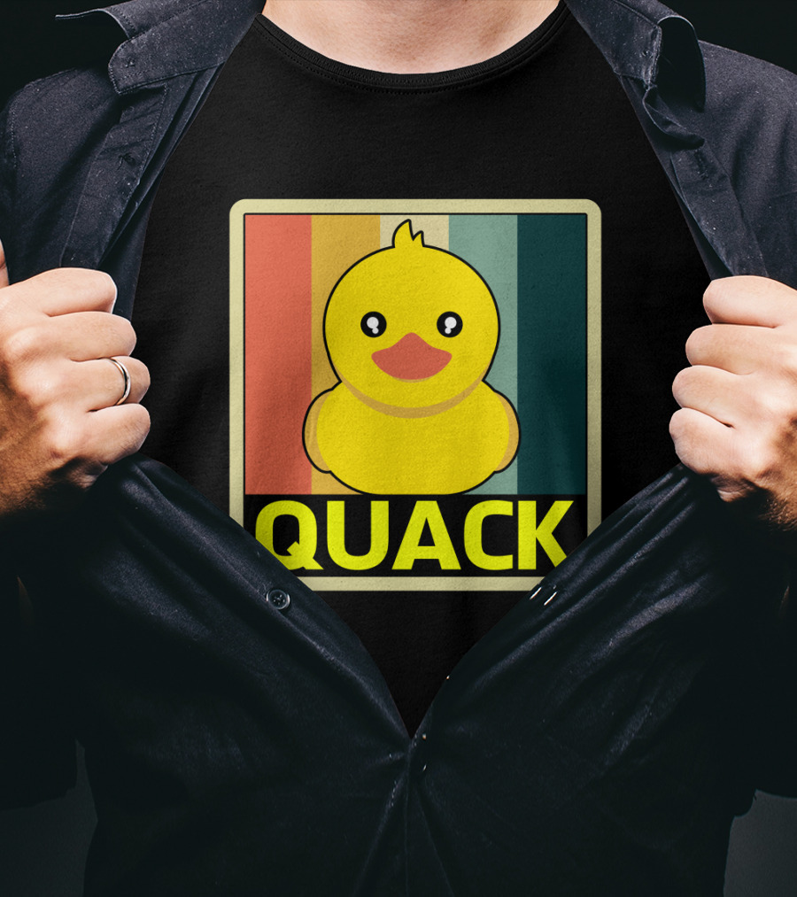 Vintage Rubber Duck Quack Retro Stripes T-Shirt