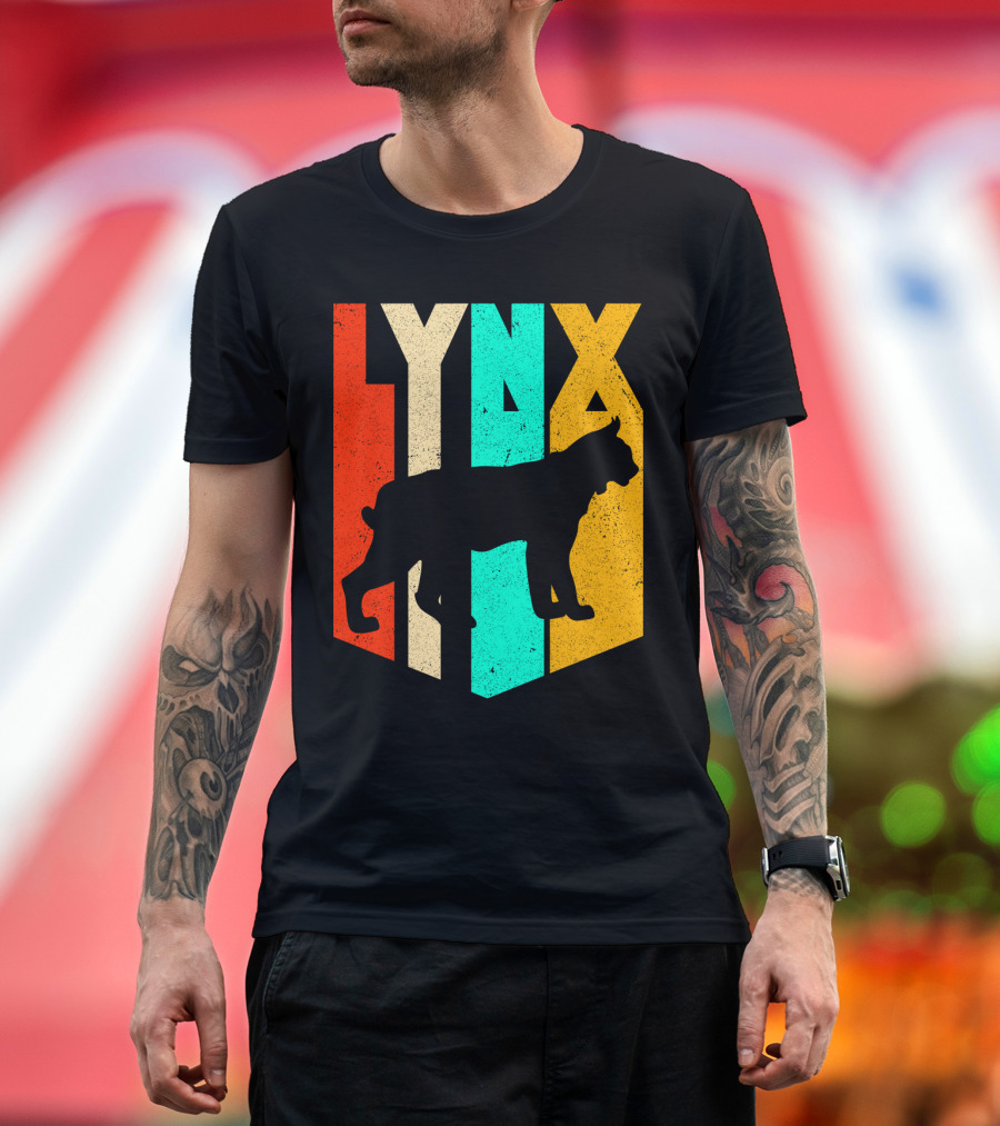 LYNX Retro Wildlife Silhouette Typography T-Shirt