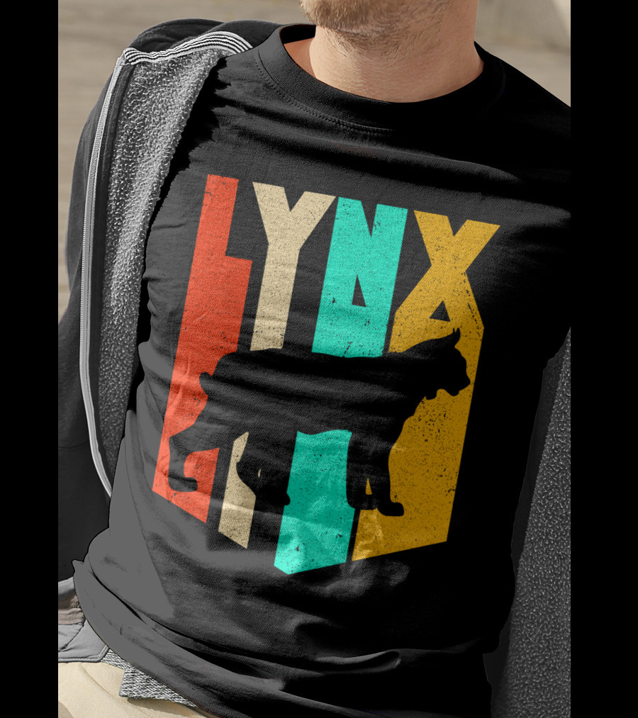 LYNX Retro Wildlife Silhouette Typography T-Shirt