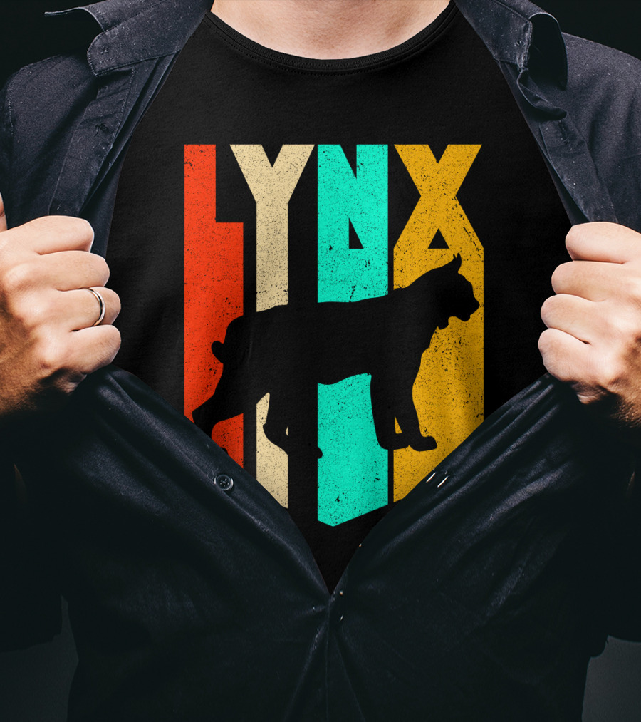 LYNX Retro Wildlife Silhouette Typography T-Shirt