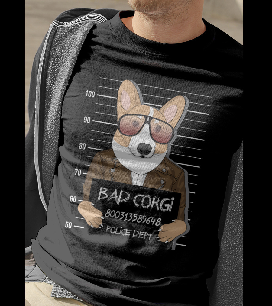 Bad Corgi 800313589648 Police Dept Mugshot T-Shirt