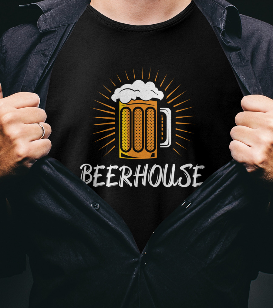BeerHouse Mug With Foam And Sunburst T-Shirt