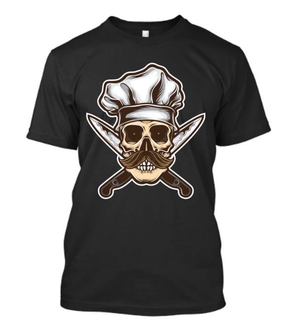 Chef Skull With Moustache And Crossed Knives T-Shirt