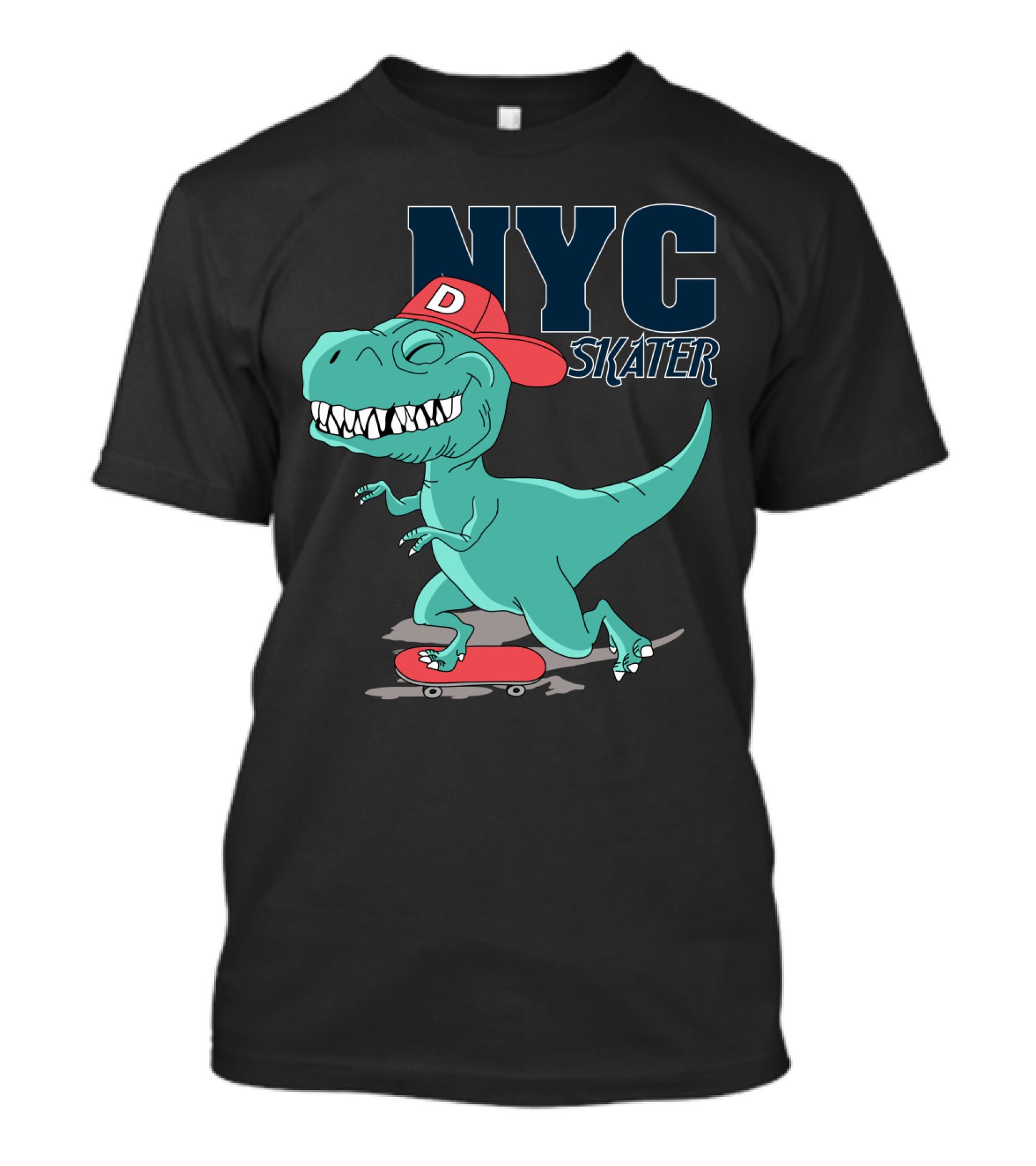 NYC Skater Dinosaur With Red Cap T-Shirt
