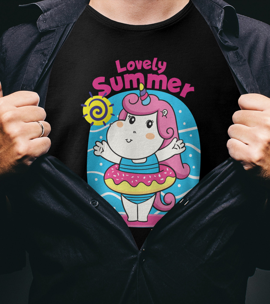 Lovely Summer Cute Unicorn Inflatable Swim Fun T-Shirt