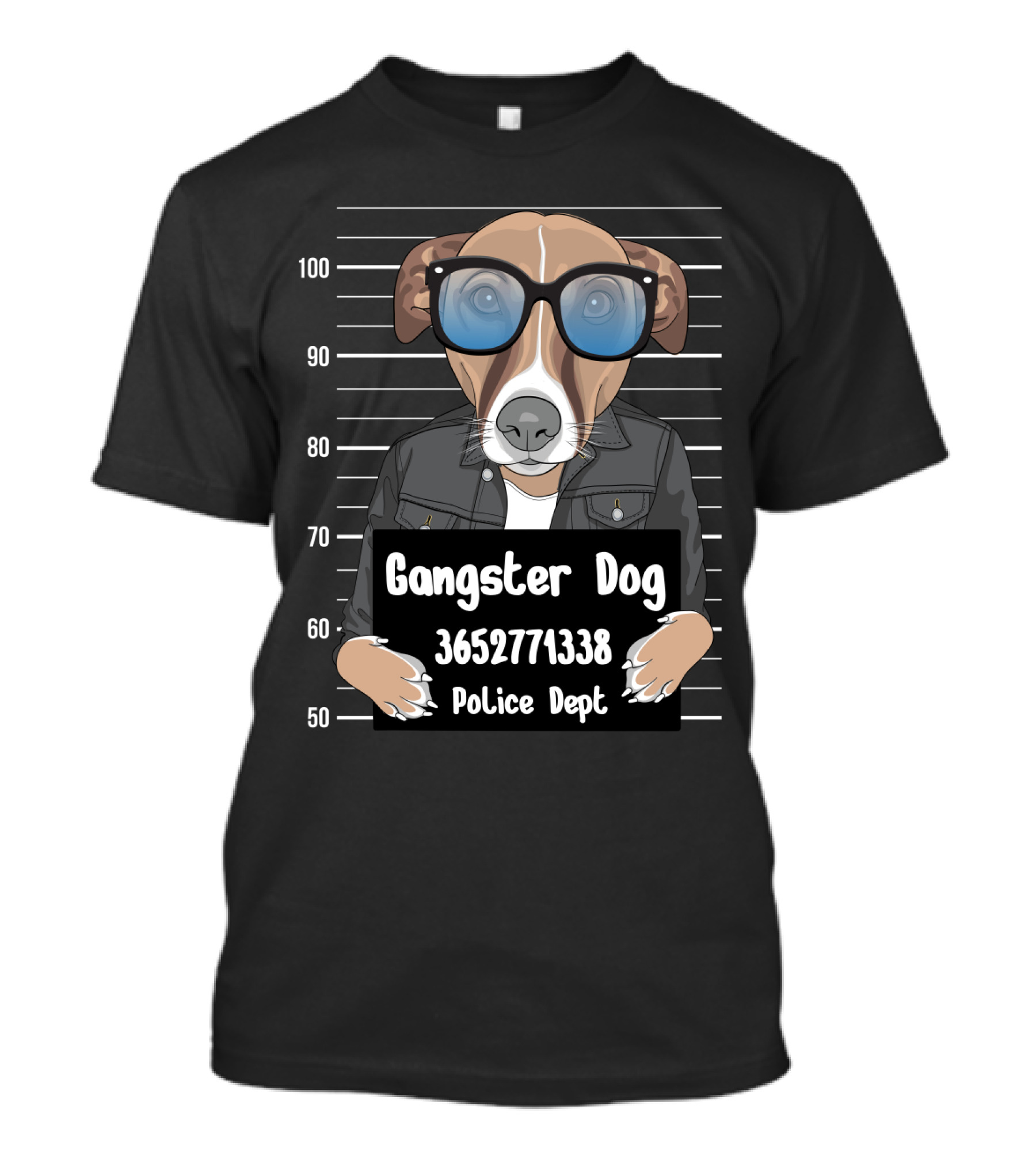 Gangster Dog 3652771338 Police Dept Mugshot T-Shirt
