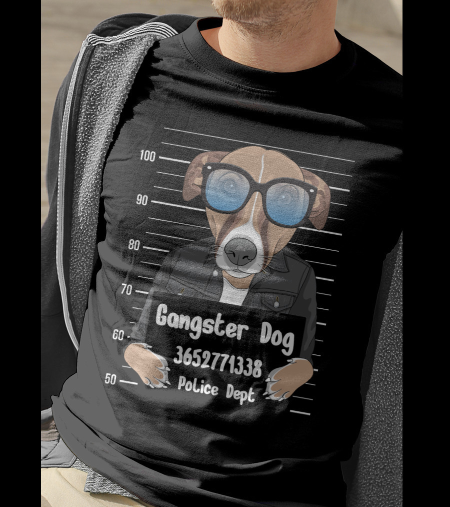 Gangster Dog 3652771338 Police Dept Mugshot T-Shirt