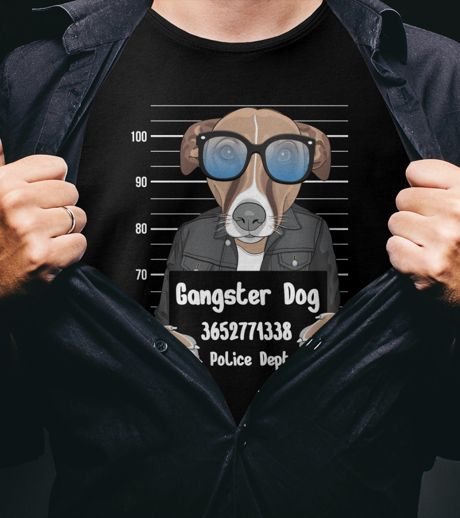 Gangster Dog 3652771338 Police Dept Mugshot T-Shirt