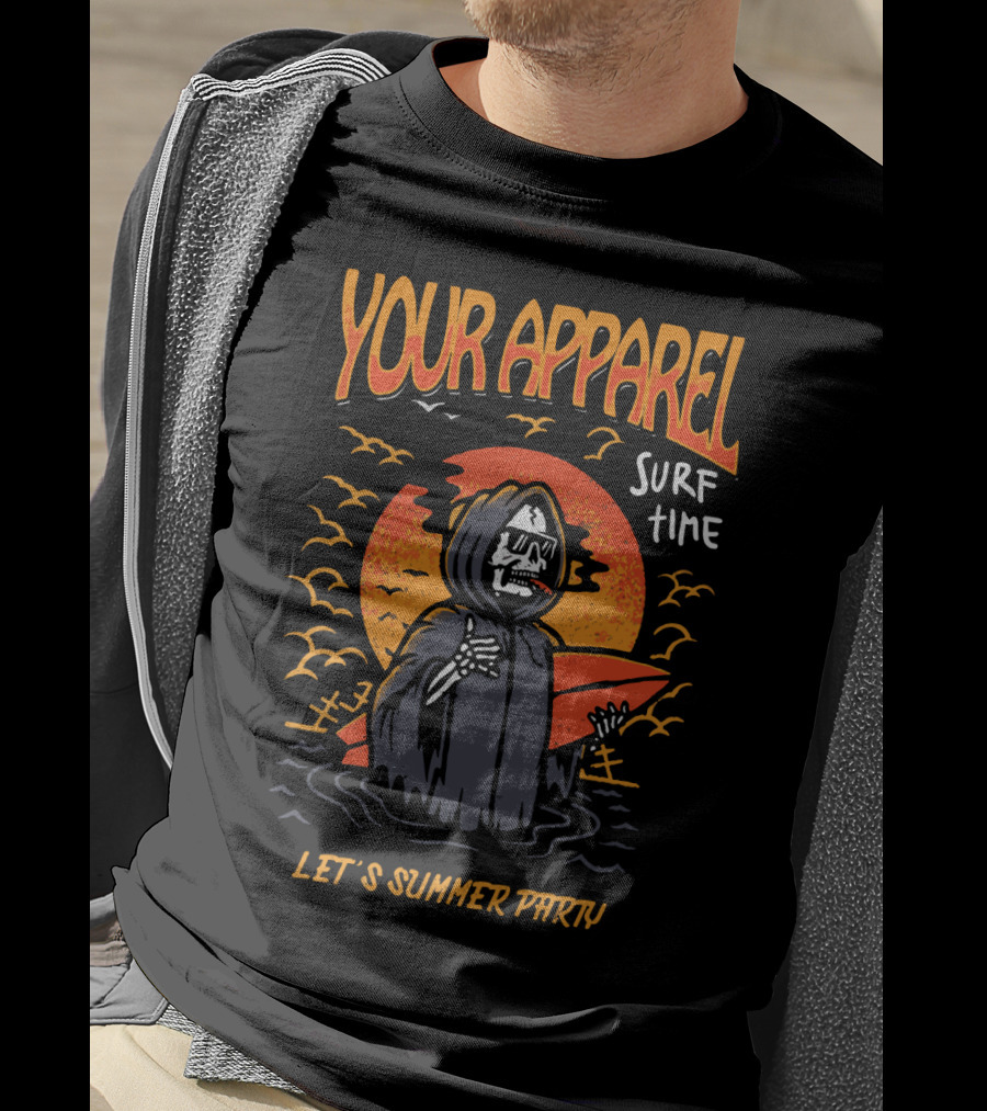 Your Apparel Surf Time Let's Summer Party Goblin Skull T-Shirt