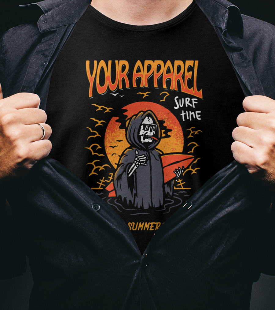 Your Apparel Surf Time Let's Summer Party Goblin Skull T-Shirt