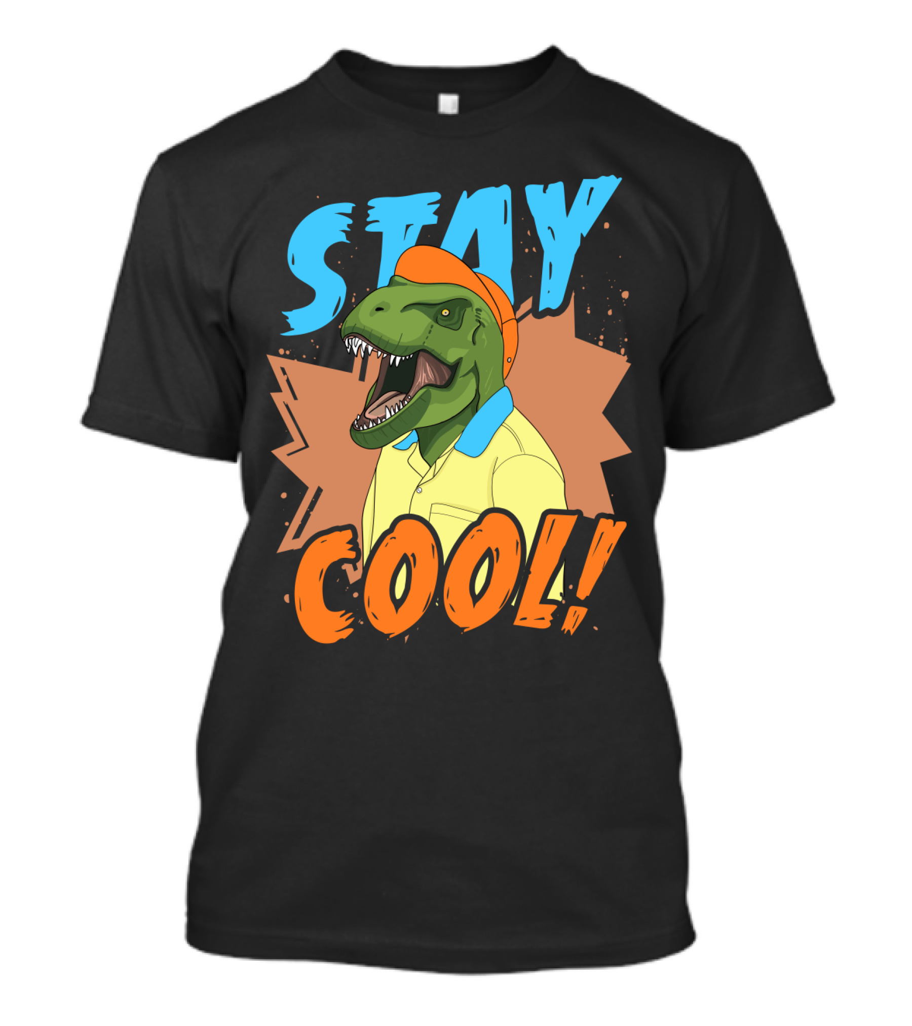 STAY COOL Dinosaur Wearing Bright Shirt And Cap T-Shirt
