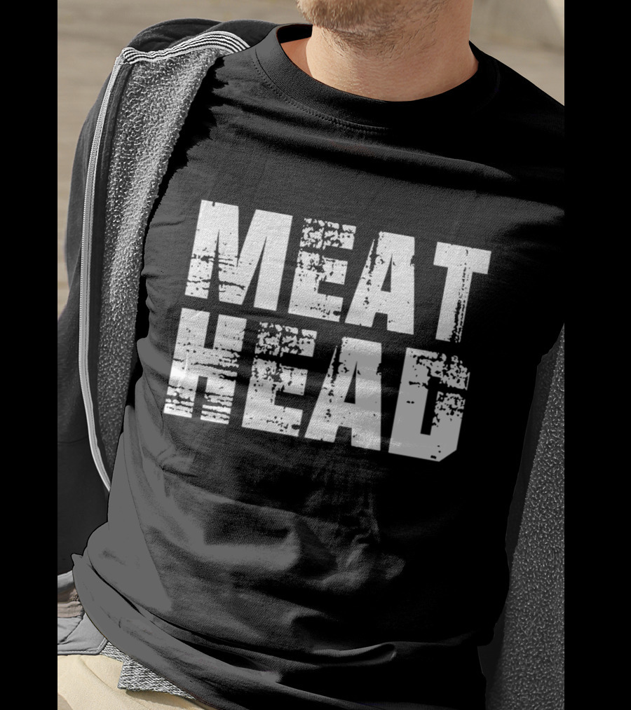MEAT HEAD Pixelated Lettering Bold White T-Shirt