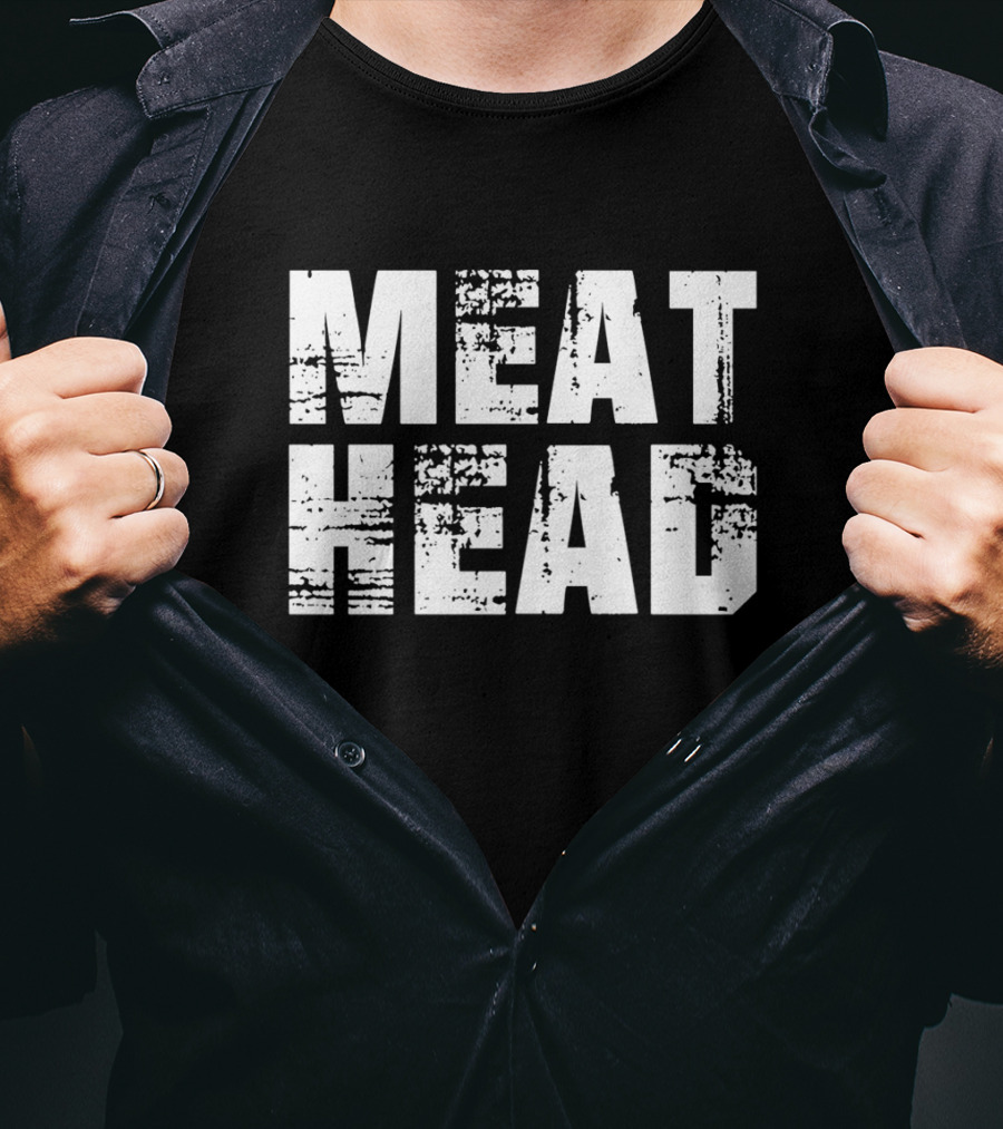 MEAT HEAD Pixelated Lettering Bold White T-Shirt