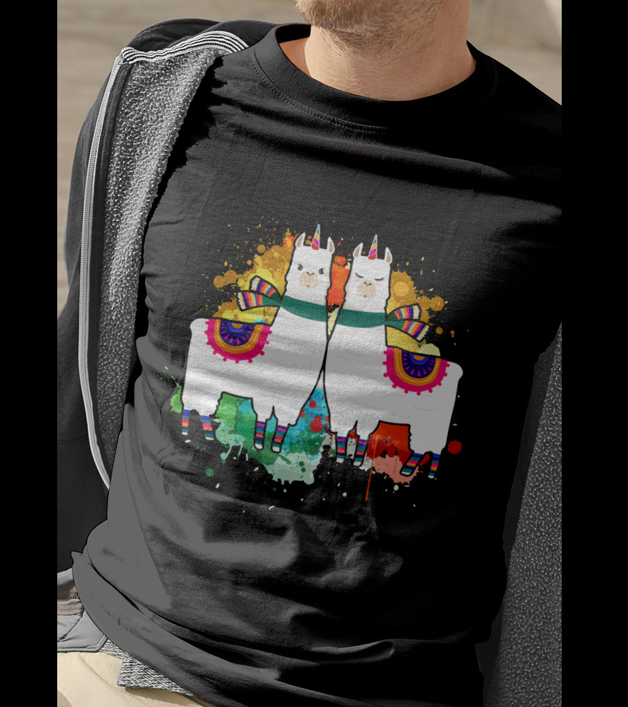 Alpaca Unicorn Unipaca Splash Art Duo T-Shirt