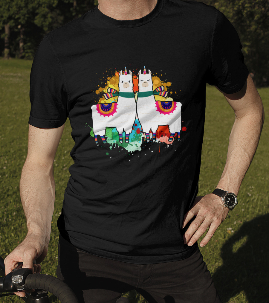 Alpaca Unicorn Unipaca Splash Art Duo T-Shirt