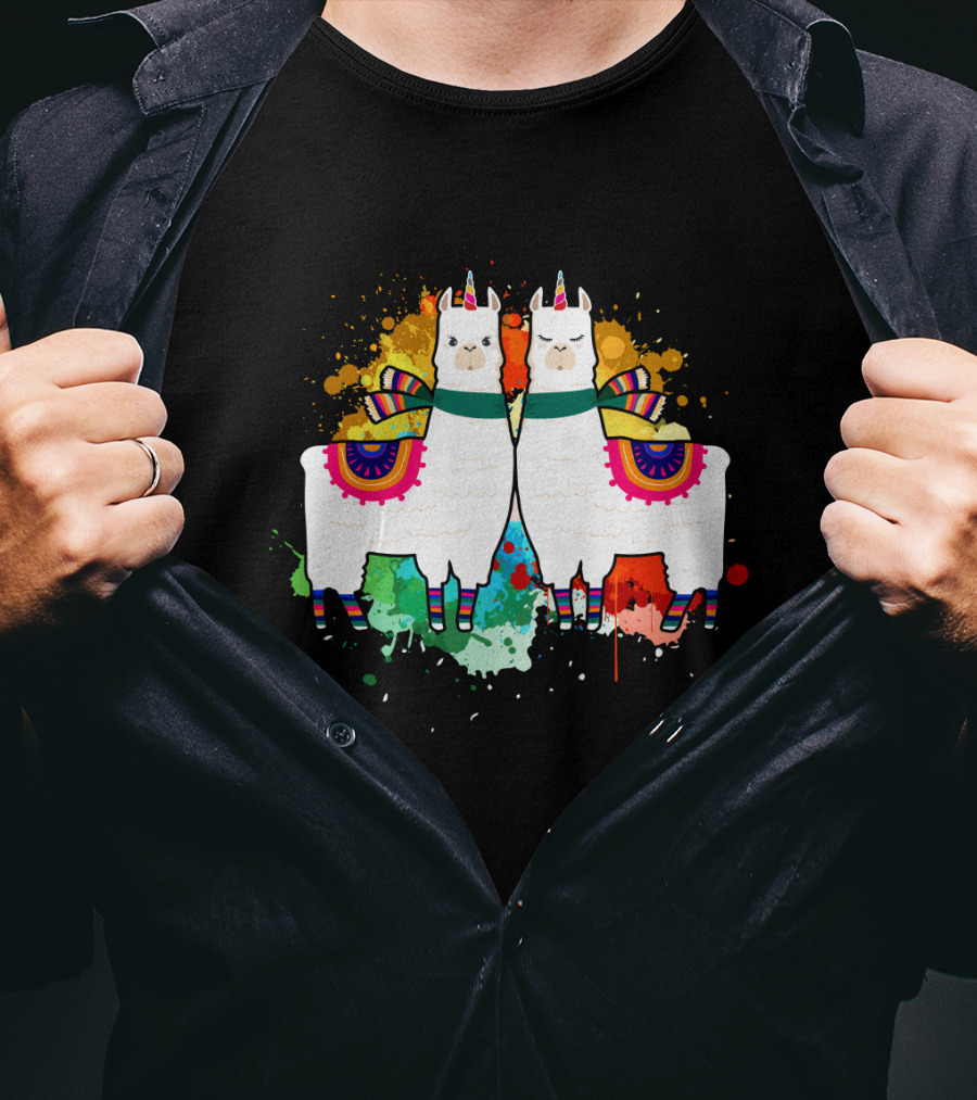 Alpaca Unicorn Unipaca Splash Art Duo T-Shirt