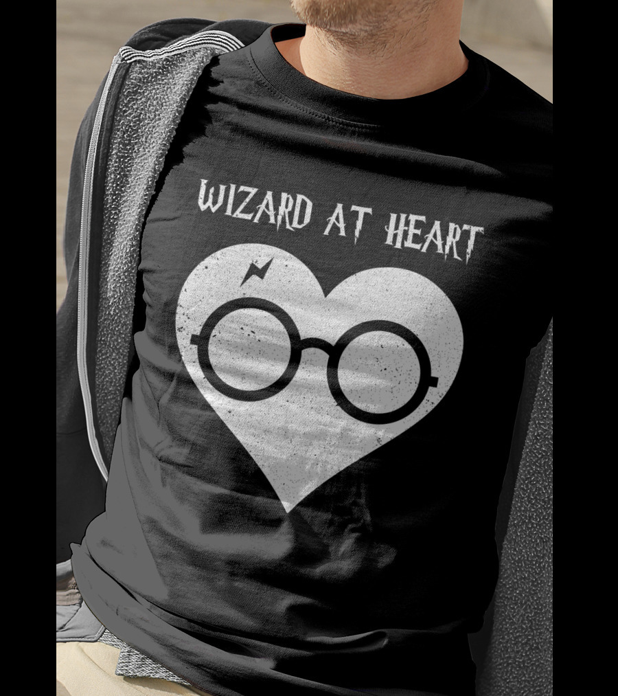 Wizard At Heart Harry Glasses Lightning Bolt Heart T-Shirt