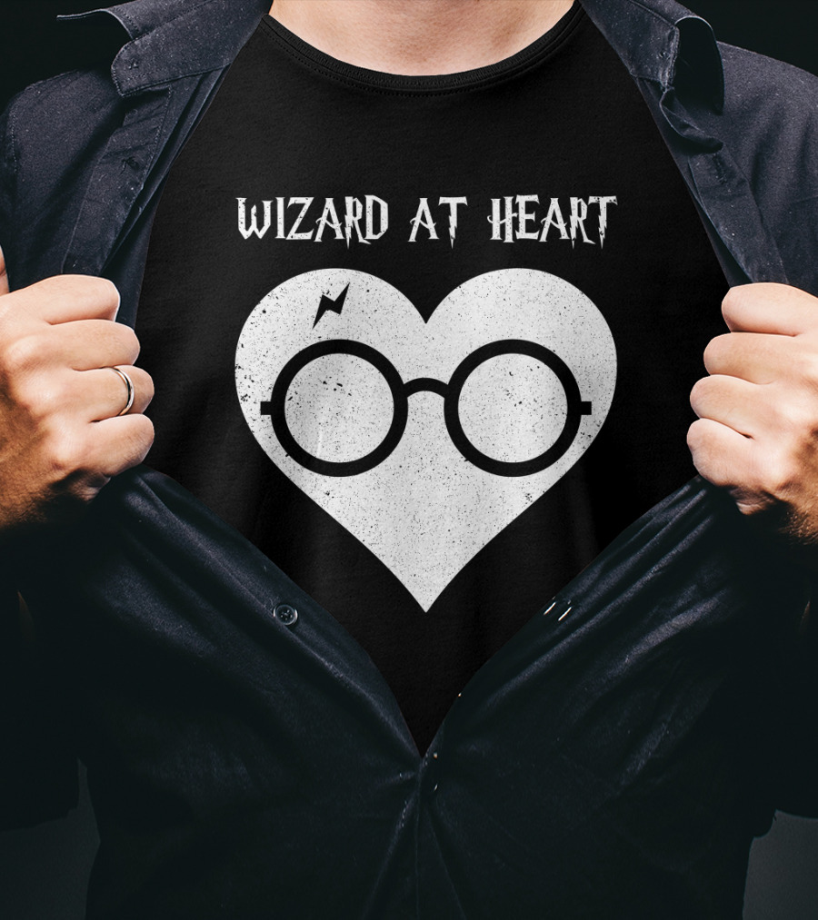 Wizard At Heart Harry Glasses Lightning Bolt Heart T-Shirt
