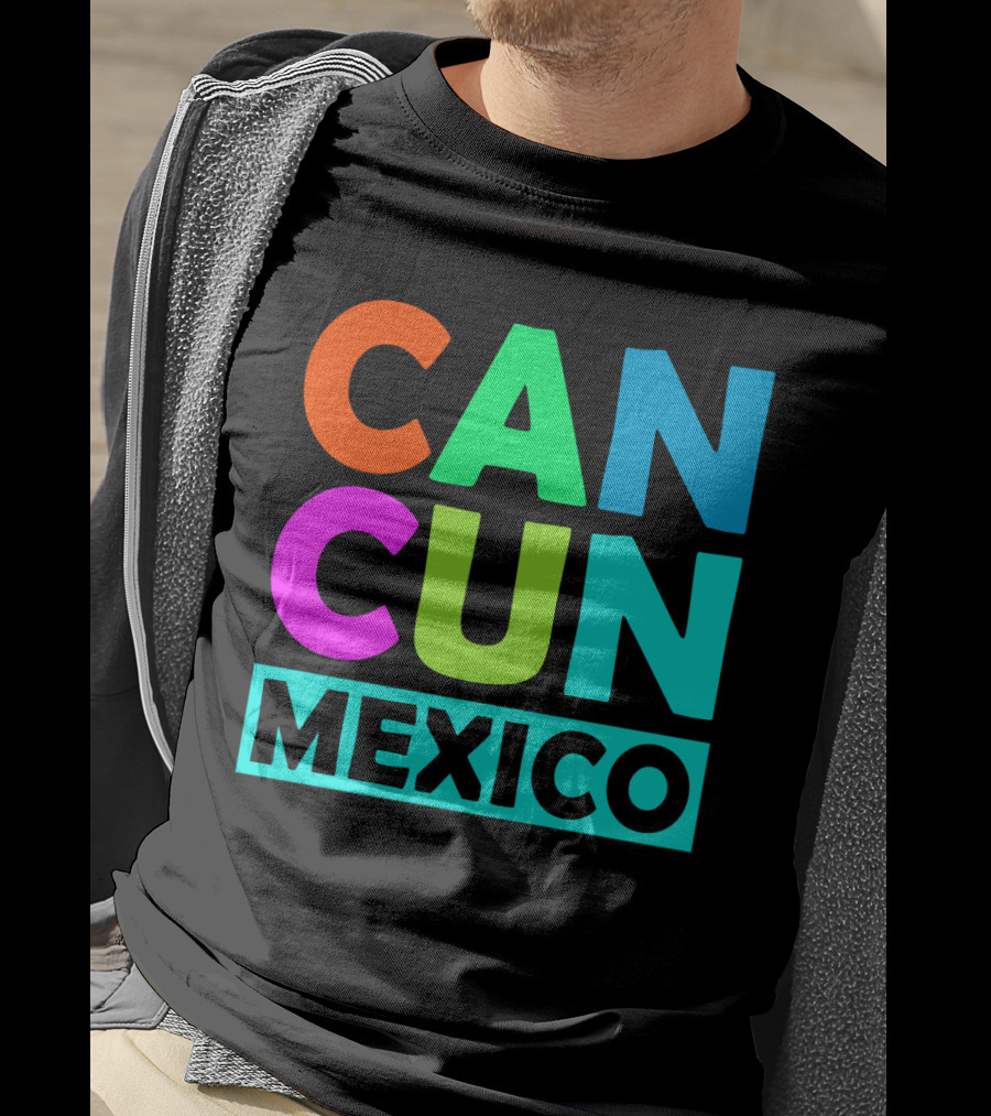 Cancun Mexico Vibrant Block Lettering T-Shirt