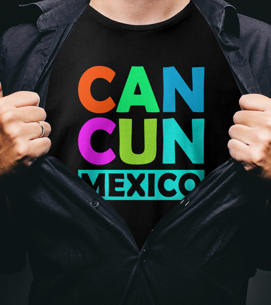 Cancun Mexico Vibrant Block Lettering T-Shirt