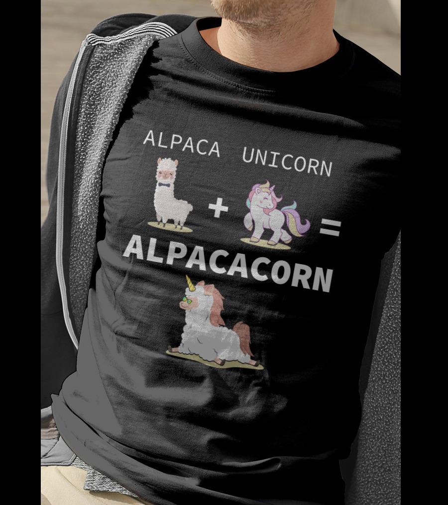 Alpaca Unicorn Equals Alpacacorn With Adorable Hybrid T-Shirt